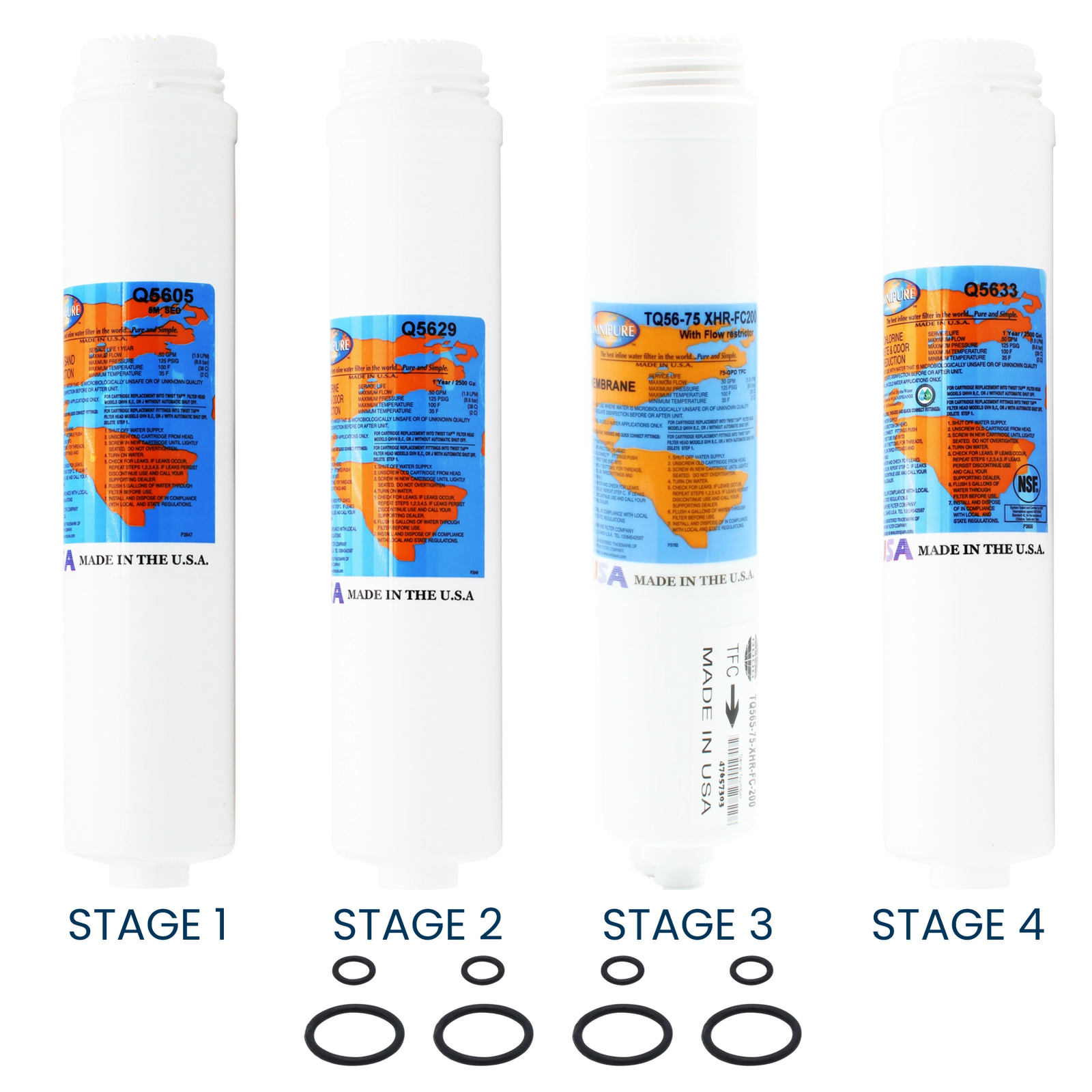 PuROTwist 4000 RO Filter Replacement Kit with 75 GPD Membrane