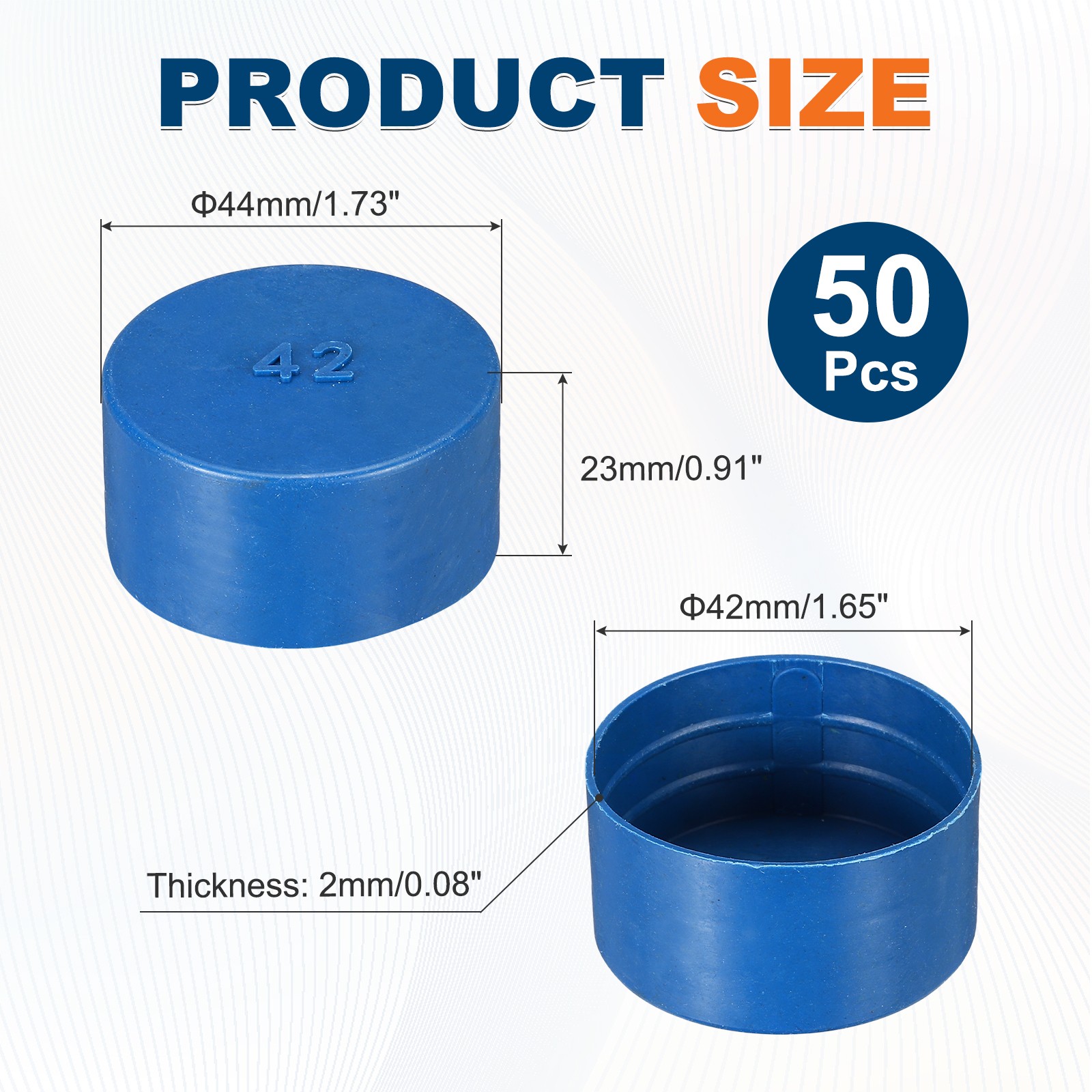 50Pcs Tube End Cap Plastic Plugs, Round Plastic Plug Fit 1.65" OD Tube, Blue