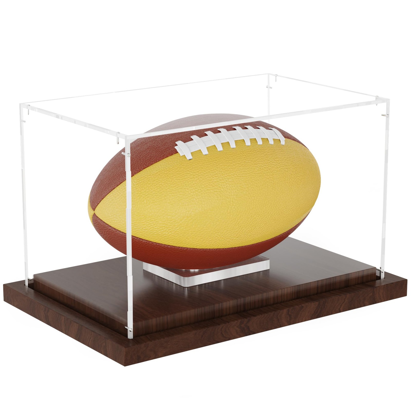 Football Display Case with Wood Base, Acrylic Football Case Display Clear wit...