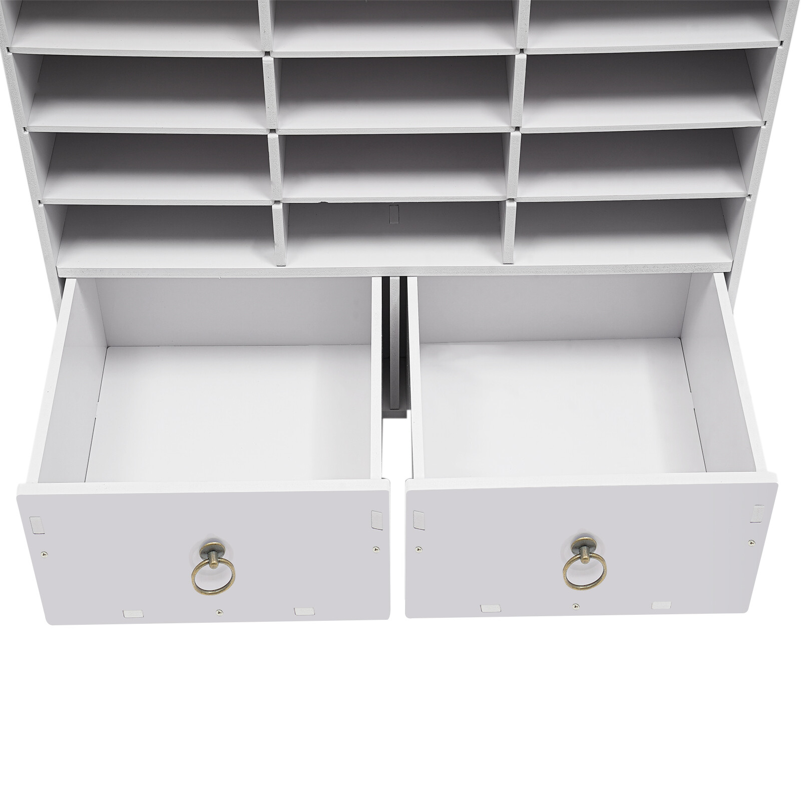 24 Compartments Paper and Mail Organizer Storage Cabinet and 2 Drawers