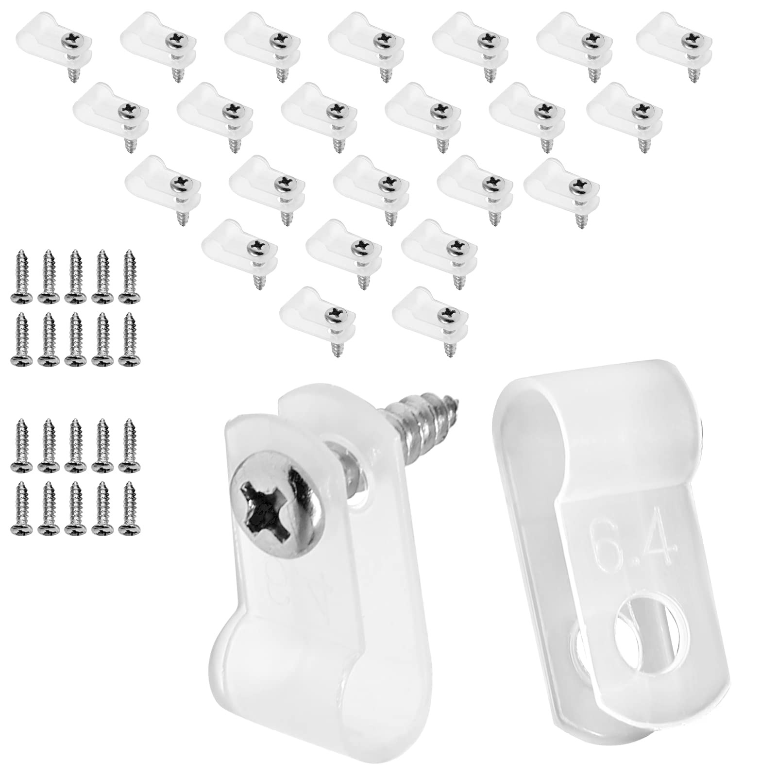 Suiwotin 120pcs 1/4 Inch R-Type Cable Clamps, Nylon inch/6.4mm, White