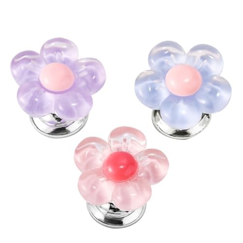 3pcs Car Push Start Button Cover, 3 Colors Flower Starter Covers Engine