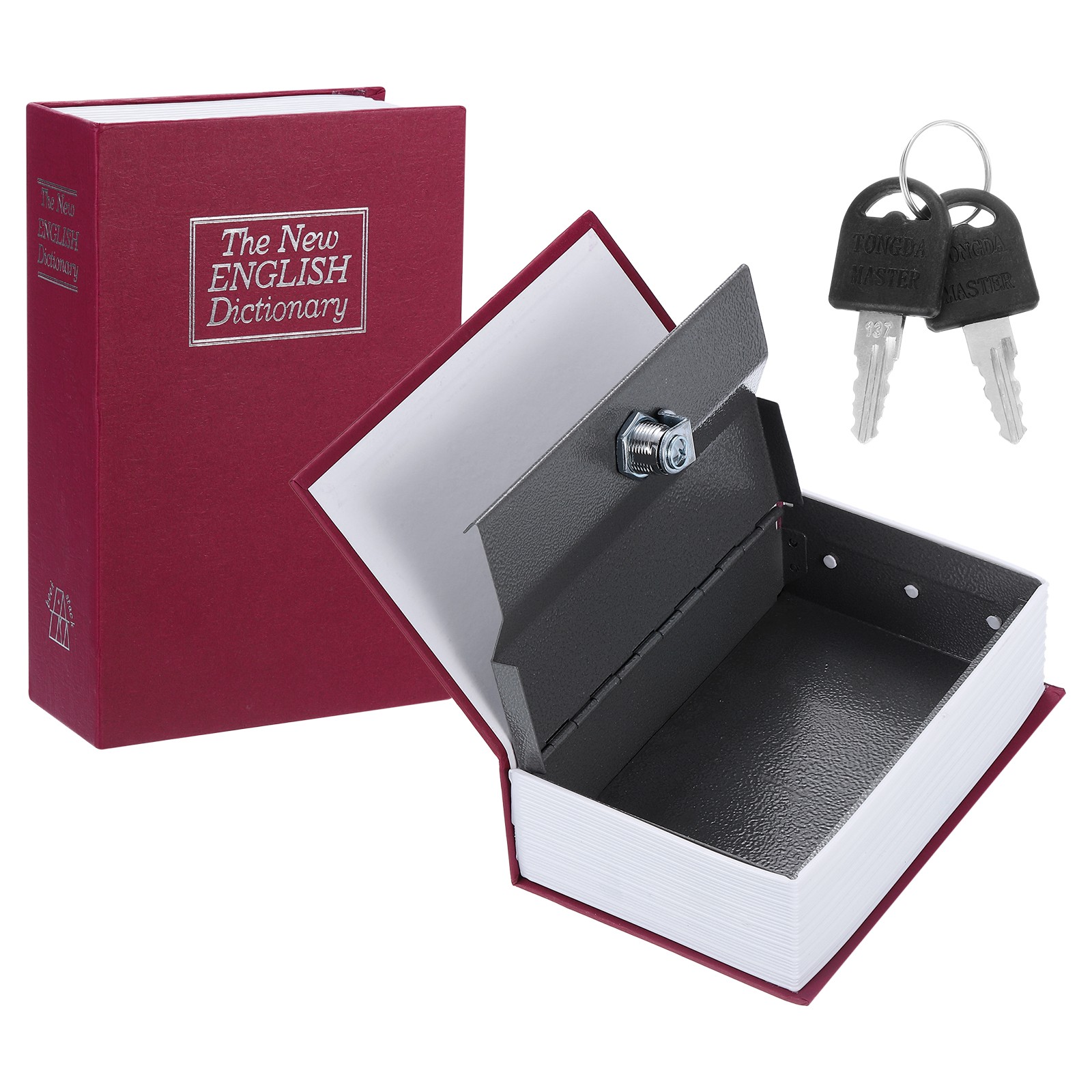 7.09" x 4.53" x 2.17" Diversion Book Safe, Hidden Storage Box with Key Lock, Red