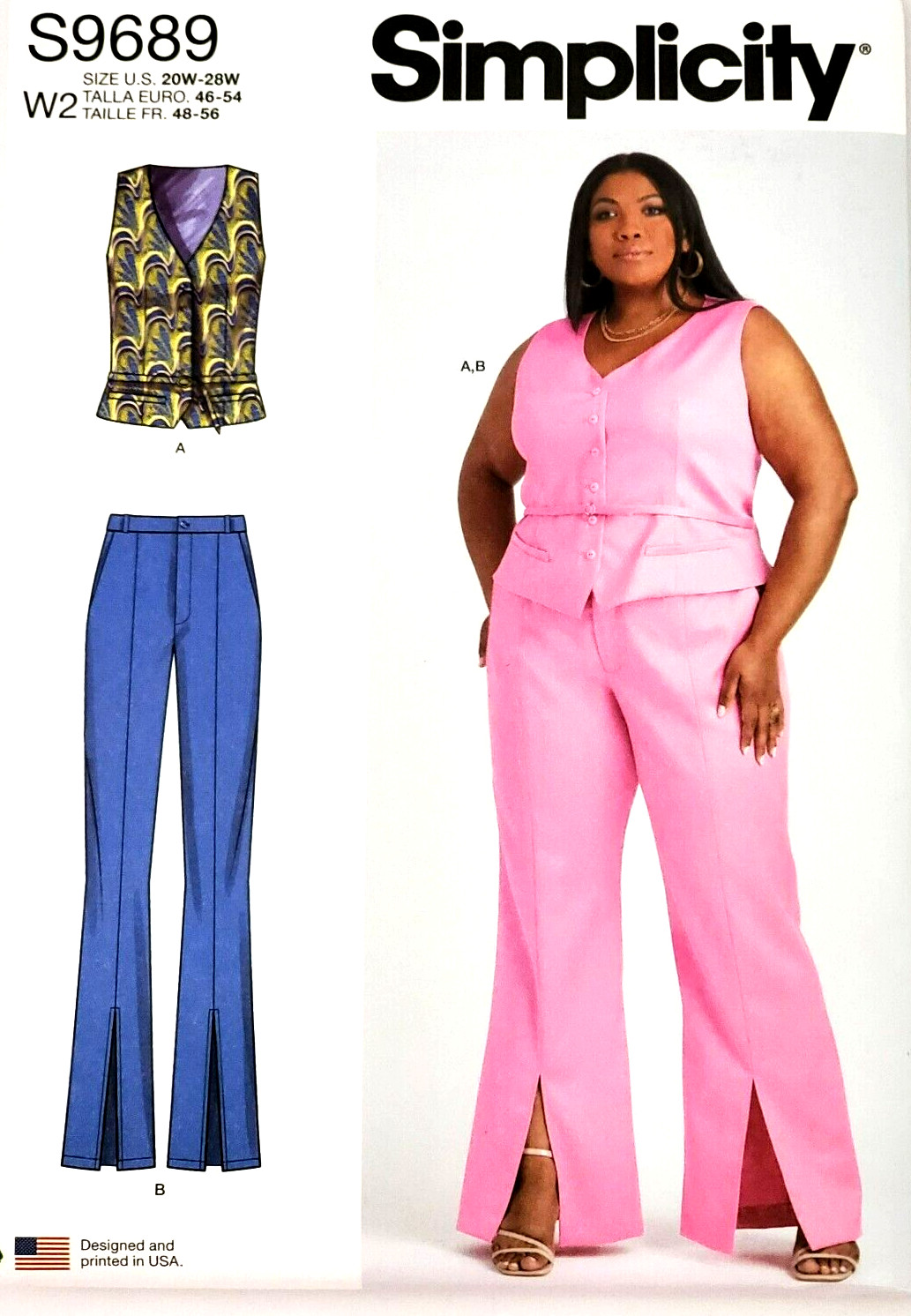 Simplicity 9689  Women's Vest and Pants Sizes 20W-28W Sewing Pattern