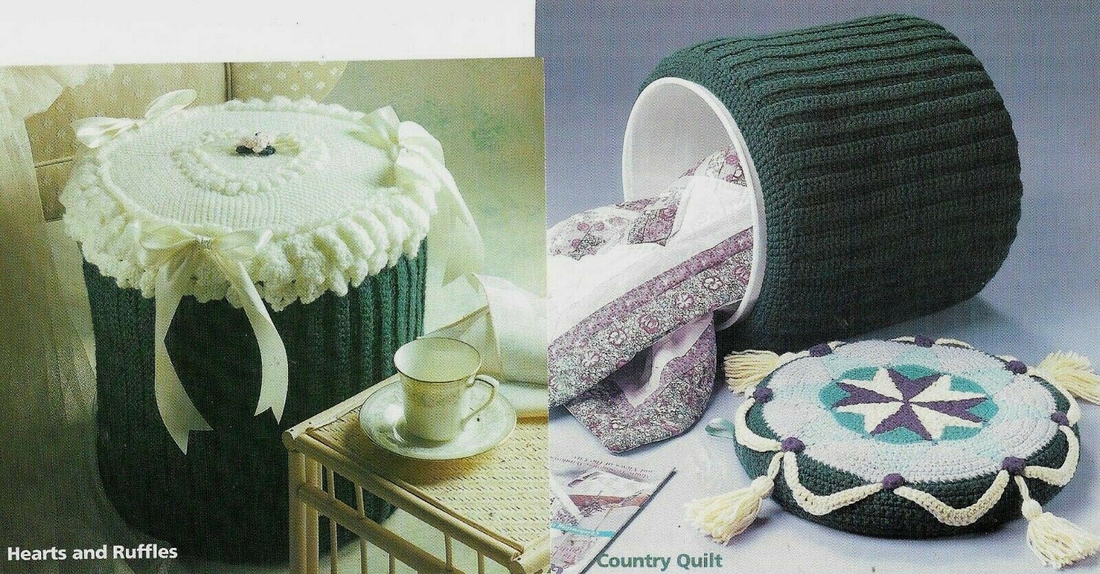 FOOTSTOOL CADDIES 3 DESIGNS HOME DECOR DIGEST SIZE CROCHET PATTERN INSTRUCTIONS