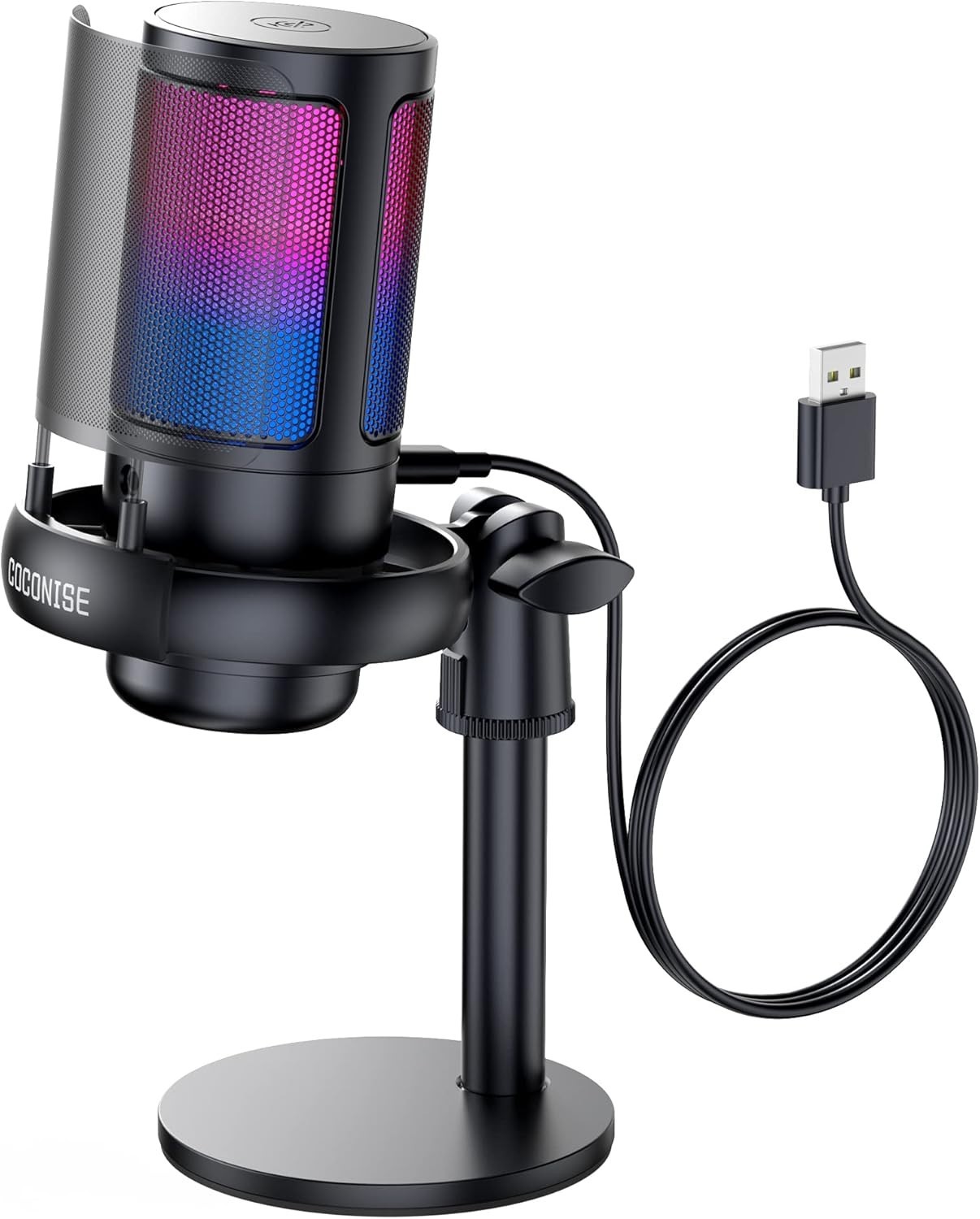 Gaming Microphone PC-USB Mic Podcasts Videos & Streaming multi color W/ Stand S2