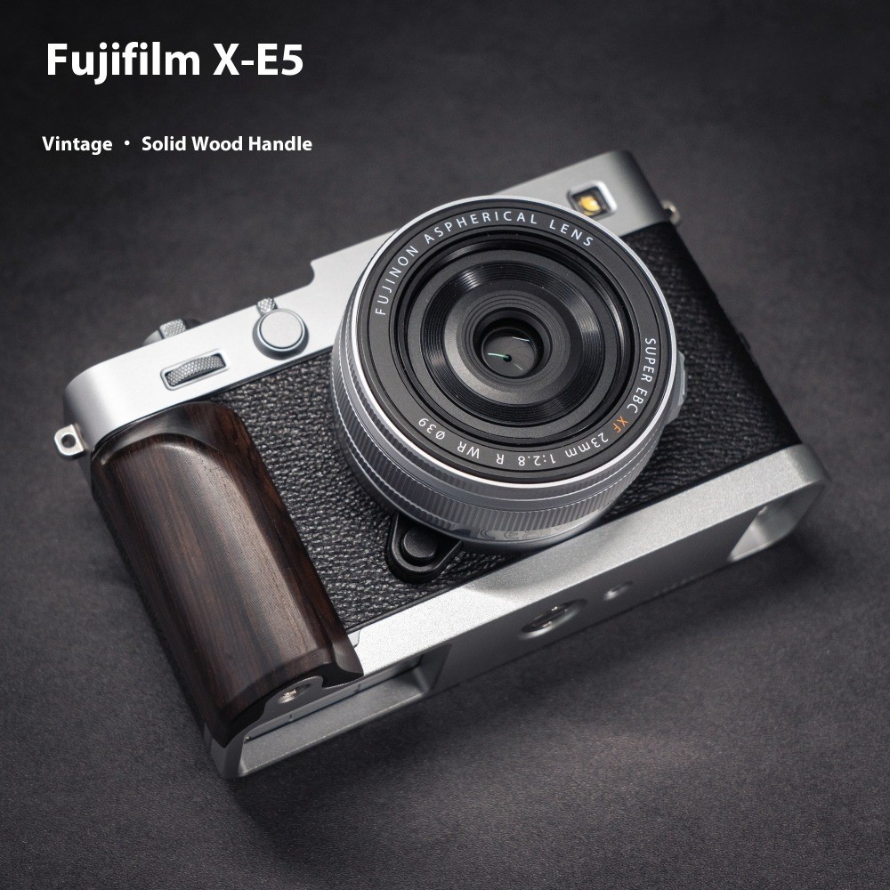 Wood L Hand Grip For Fuji X-E5 XE5 Camera Aluminum Alloy Baseplate