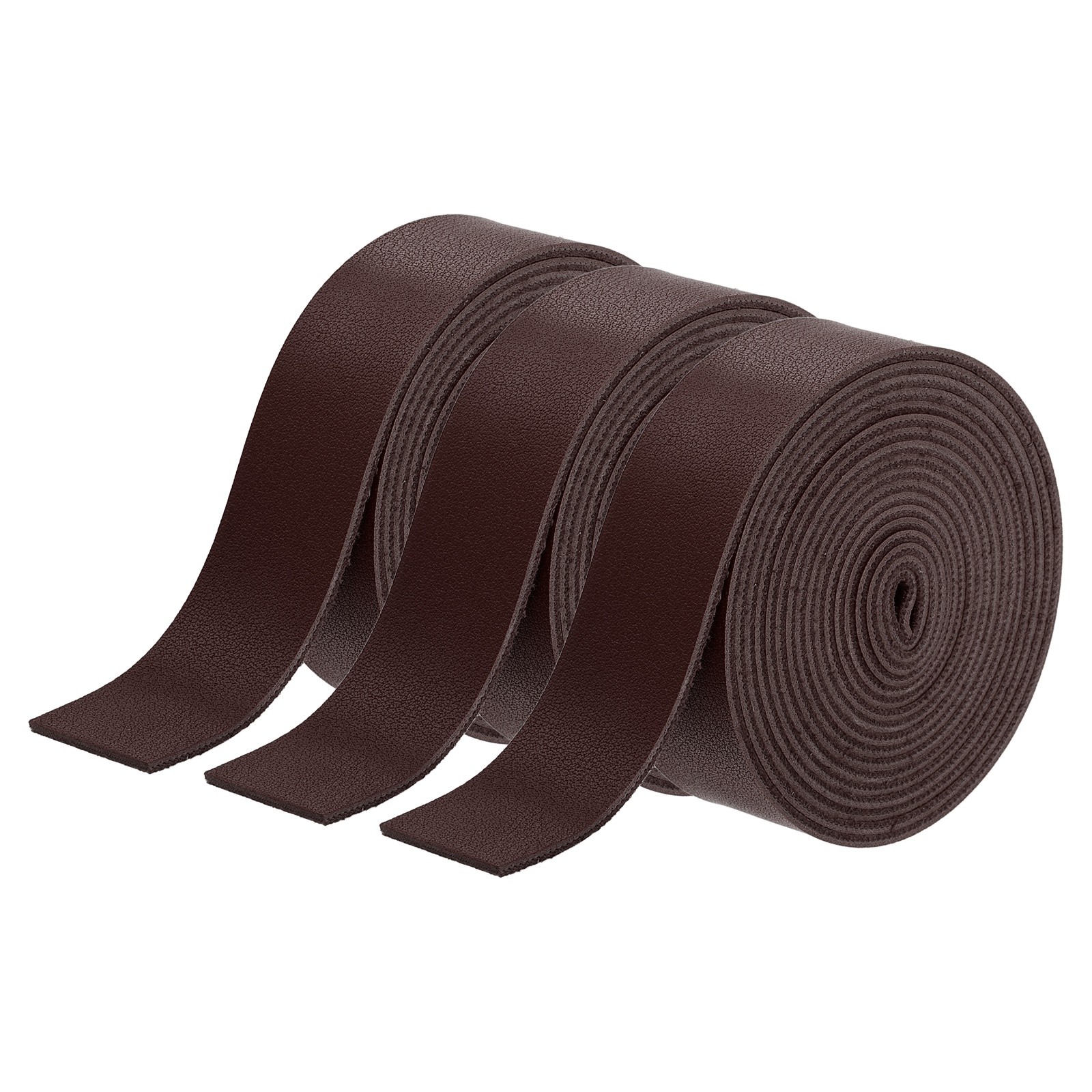 3Roll Faux Leather Straps, 1" x 78.7" Leather Strip (2mm Thick, Dark Brown)