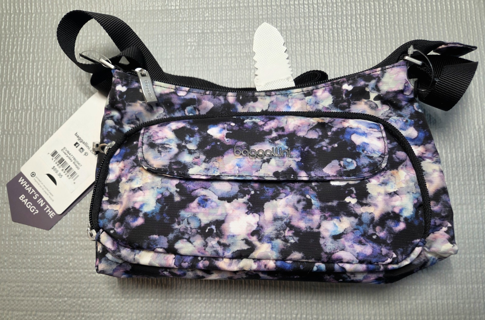 Baggallini Original Everyday Bag "New" Crossbody, Dark Garden Watercolor