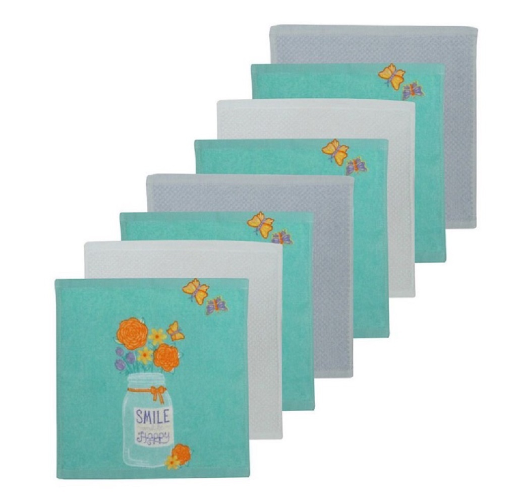 Celebrate Easter Together "Be Happy" 12" x 12" 8-pack Dishcloths