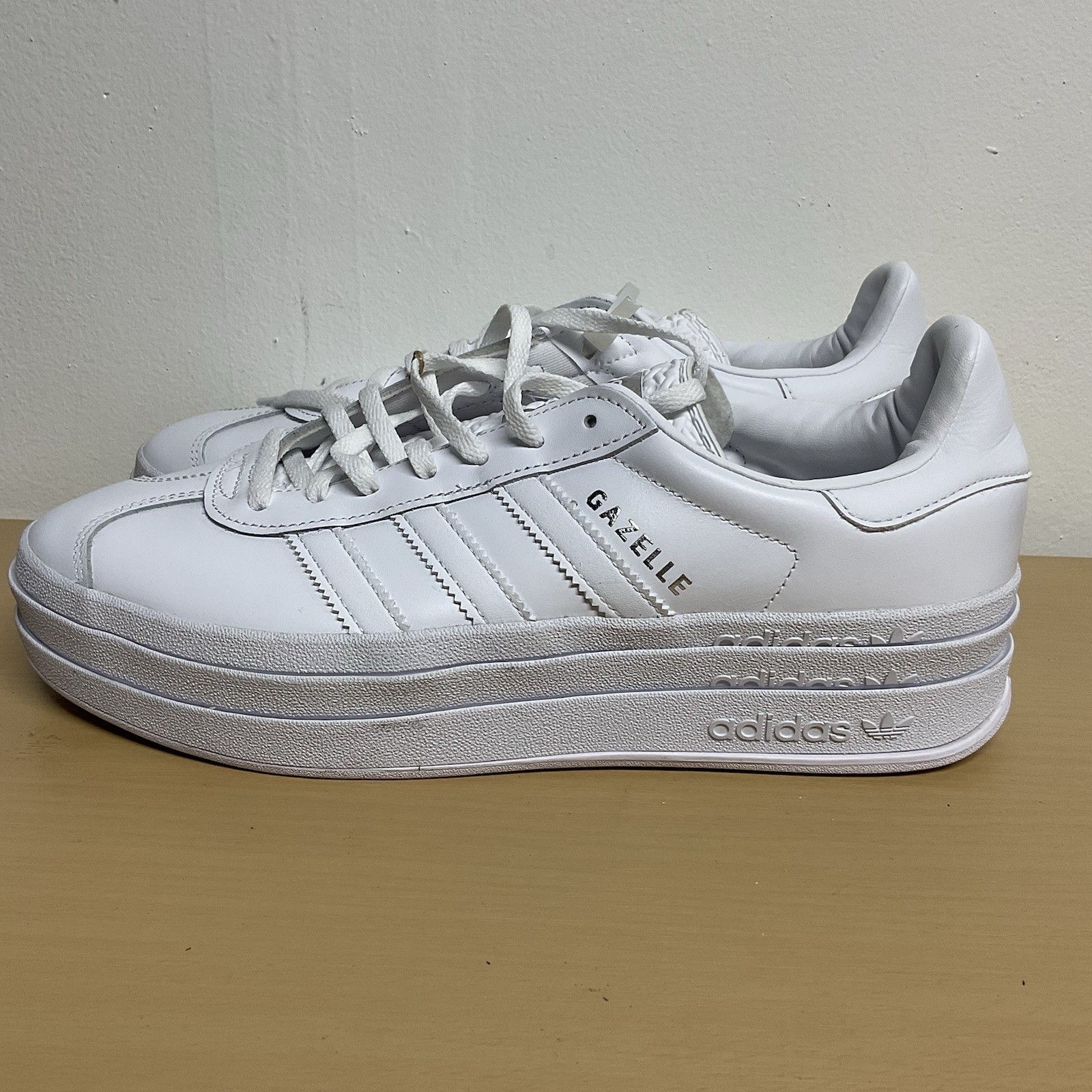 Adidas Gazelle Bold Womens Platform Sneakers White IE5130 Sz 10.5 ^^