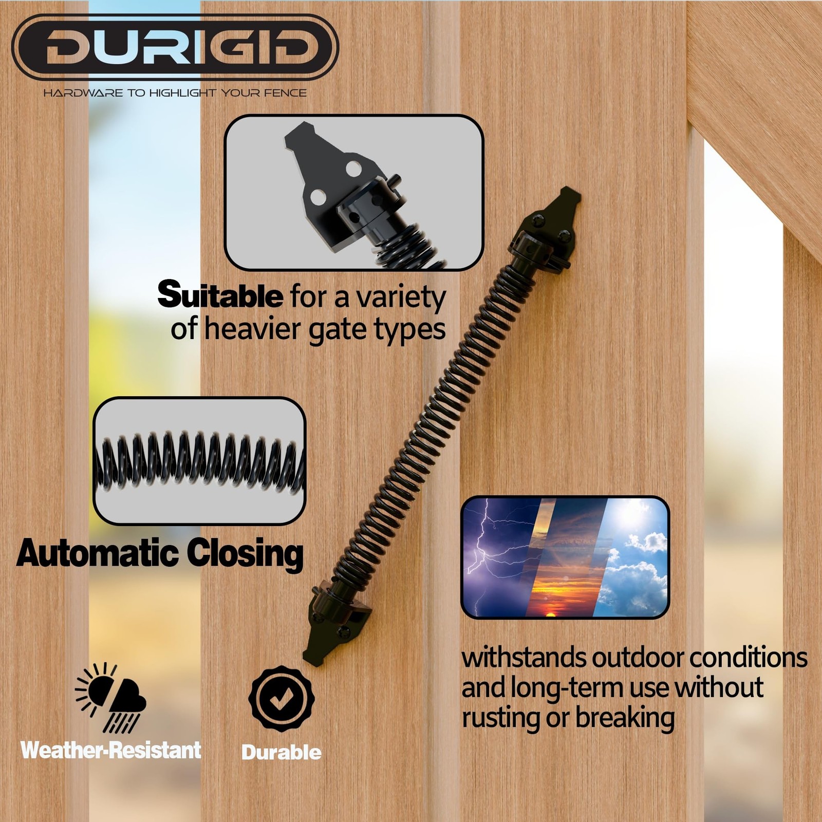 14" Gate Springs Self Closing Outdoor, Gate Spring Self Closing Adjustable Te...