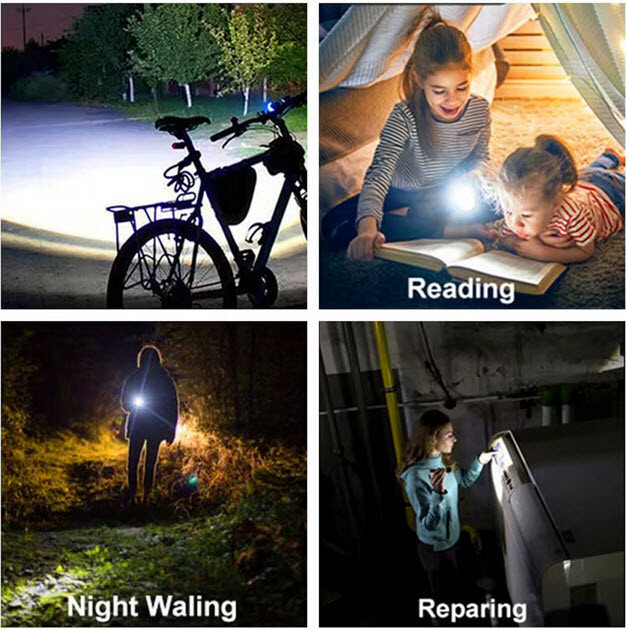 Mini LED Flashlight Black USB Rechargeable Handtool lamp Camping Tourch Lantern