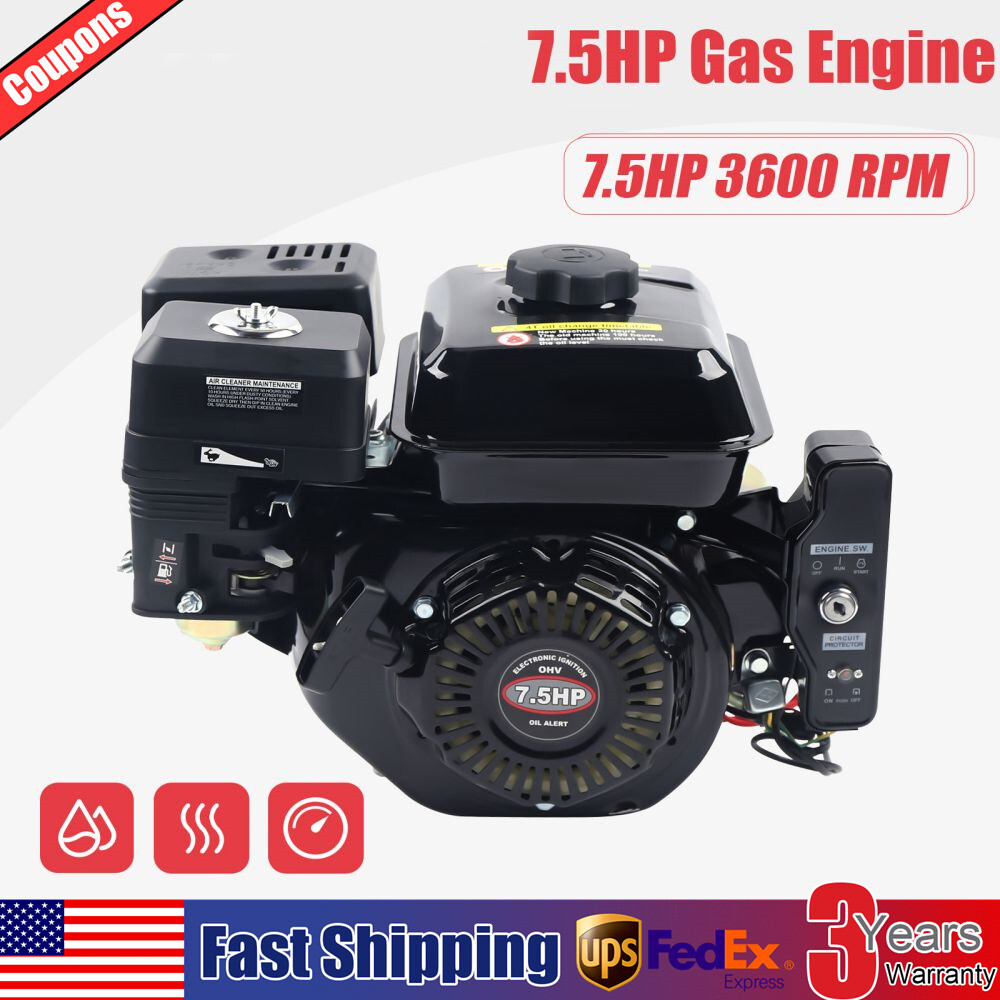 7.5HP Gas Engine 4 Stroke Go Kart Log Splitter Mini Bike Motor 212CC 3600RPM New
