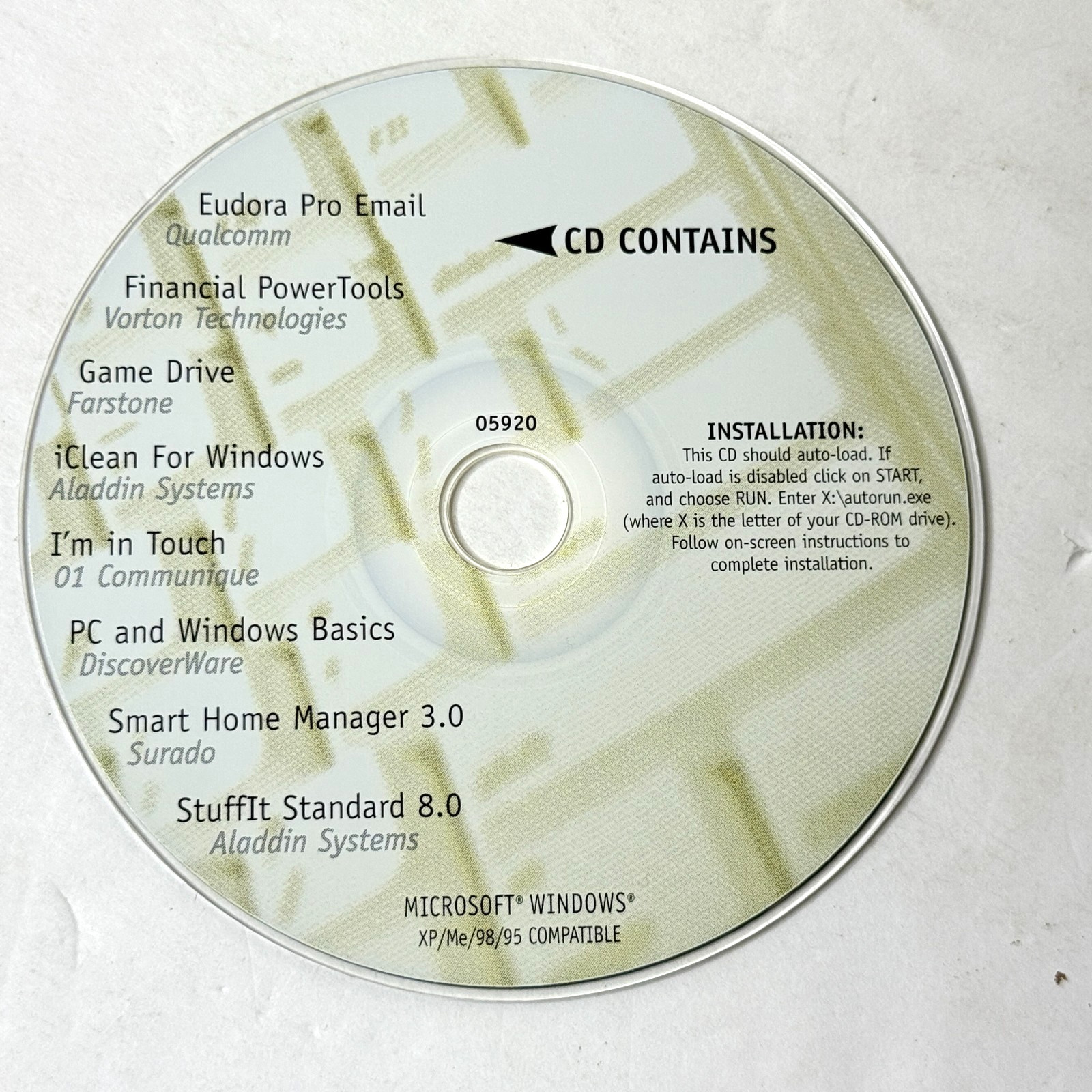 Vintage Windows Software CD-ROM - Eudora Game Drive Home Manager PC *B2G2*