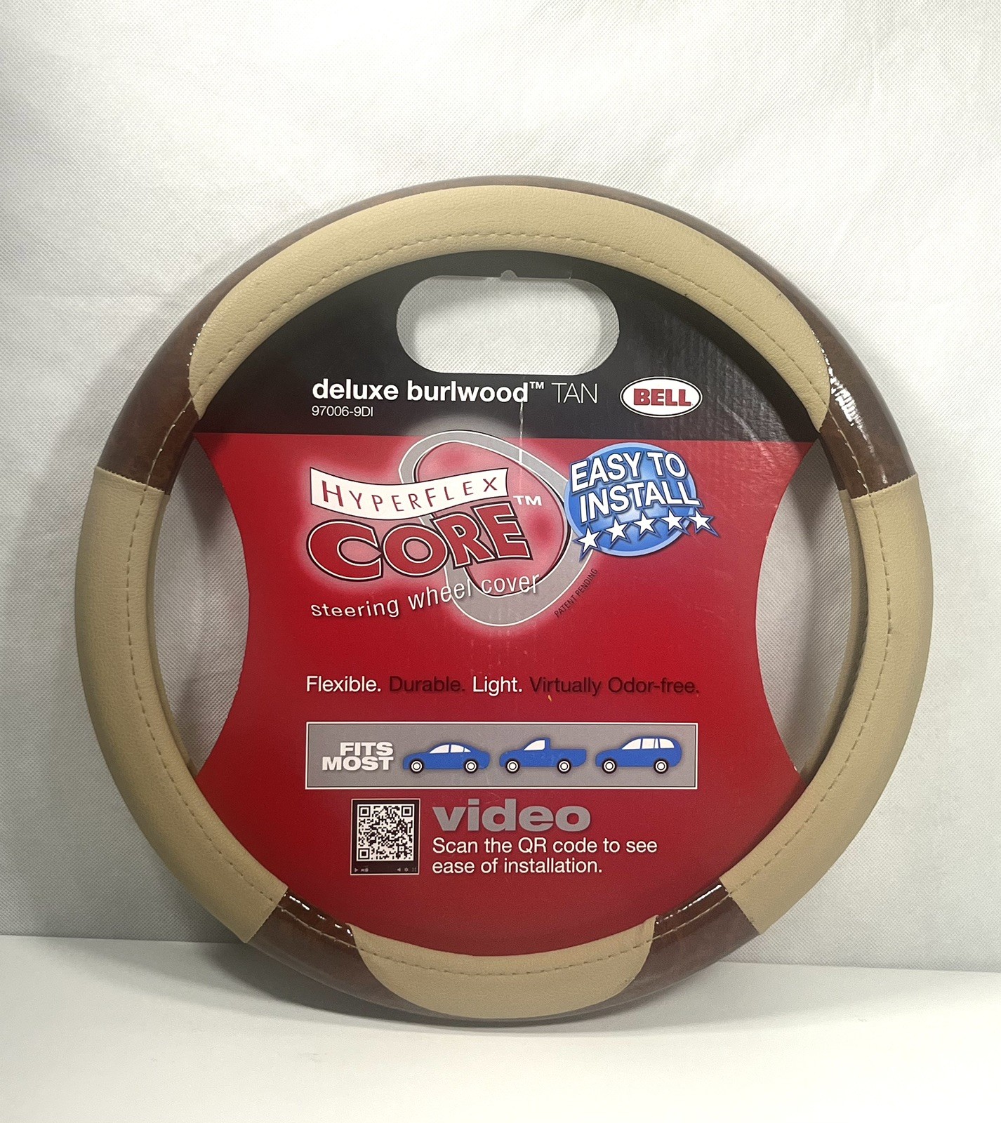 Bell Automotive Deluxe Burlwood Tan (22-1-97006-9) Steering Wheel Cover New