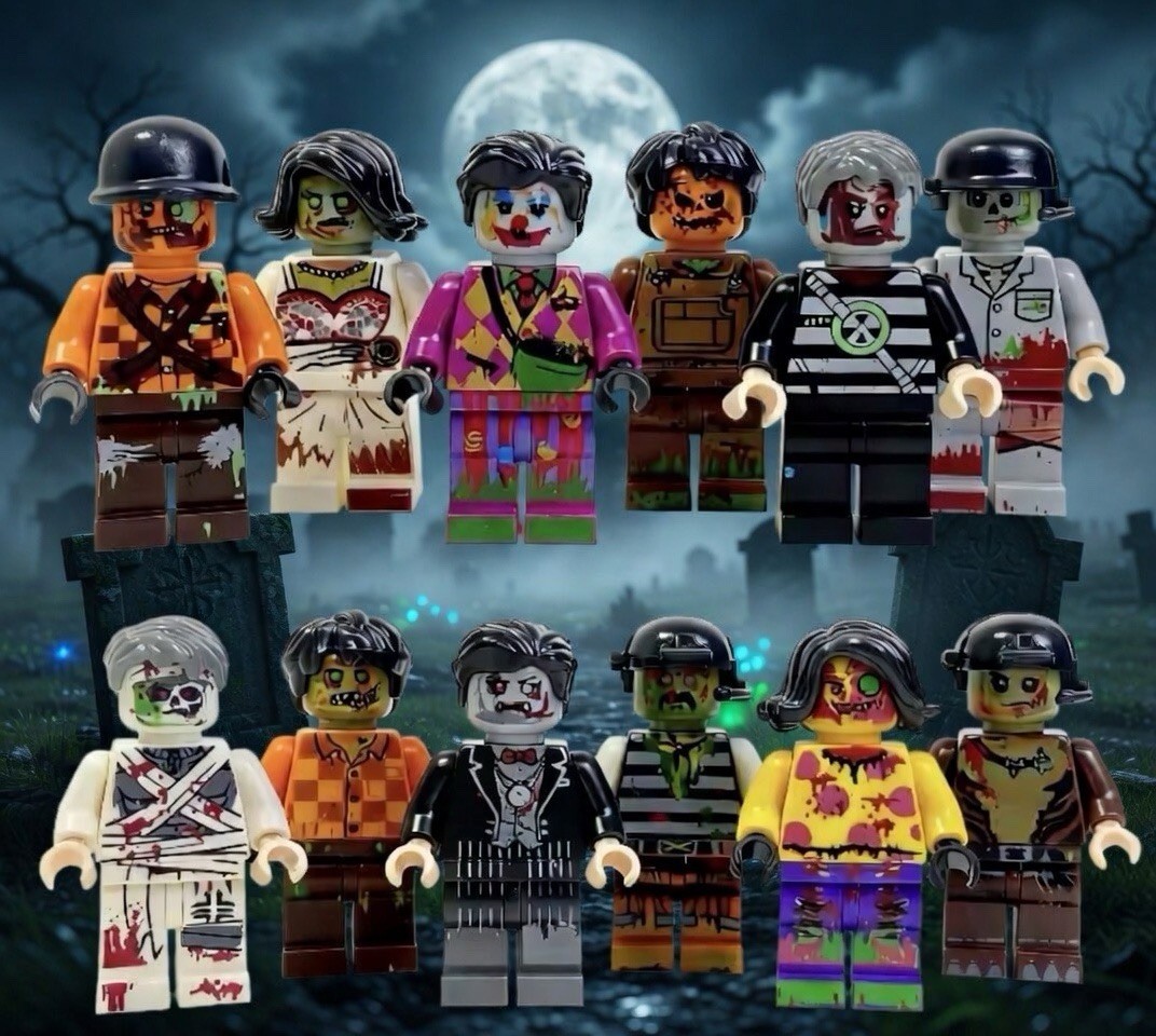 12 Custom Zombie Horror Minifigures Lot | 6pc Sets or Full Bundle | MOC