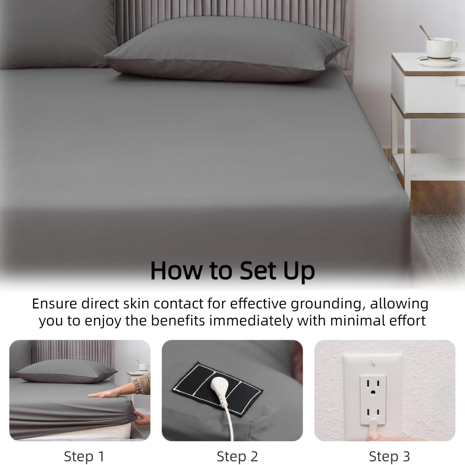 Grounding Sheets for Earthing Queen Size Grounding Fitted Bed Sheets with 15 ft