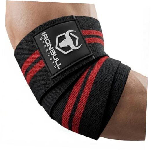 Elbow Wraps for Weightlifting (1 Pair) - 50" Elastic Elbow Braces for Black/Red