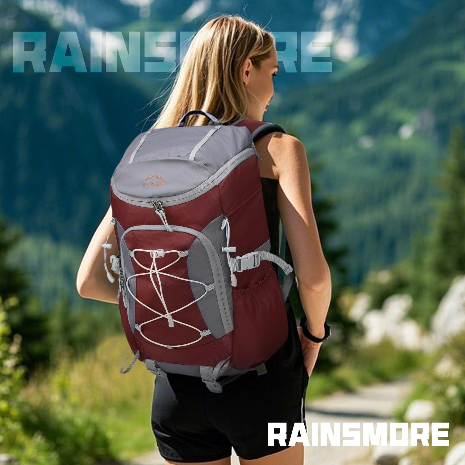 Foldable Hiking Backpack 40L Packable Camping Waterproof Daypack Red Bag