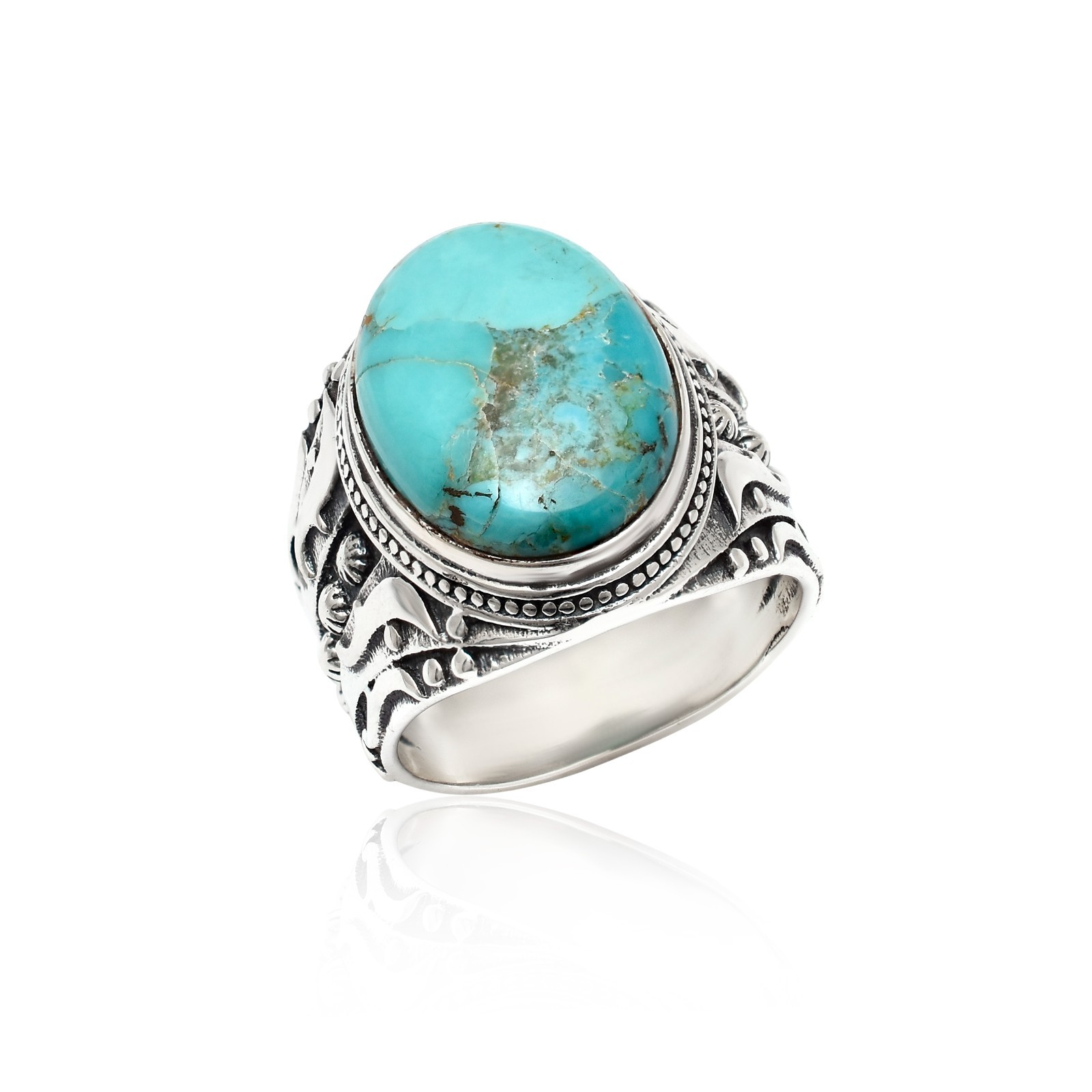 Men’s 925 Sterling Silver Gemstone Ring – Handmade Signet Statement Ring for Men