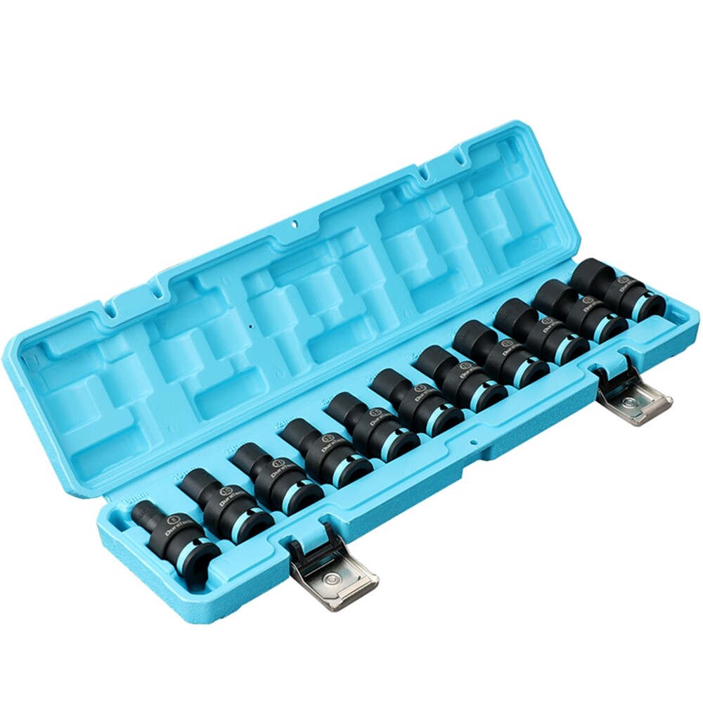 DURATECH 11PCS 3/8" Impact Swivel Socket Set Shallow Wobble Socket 8-19mm Metric