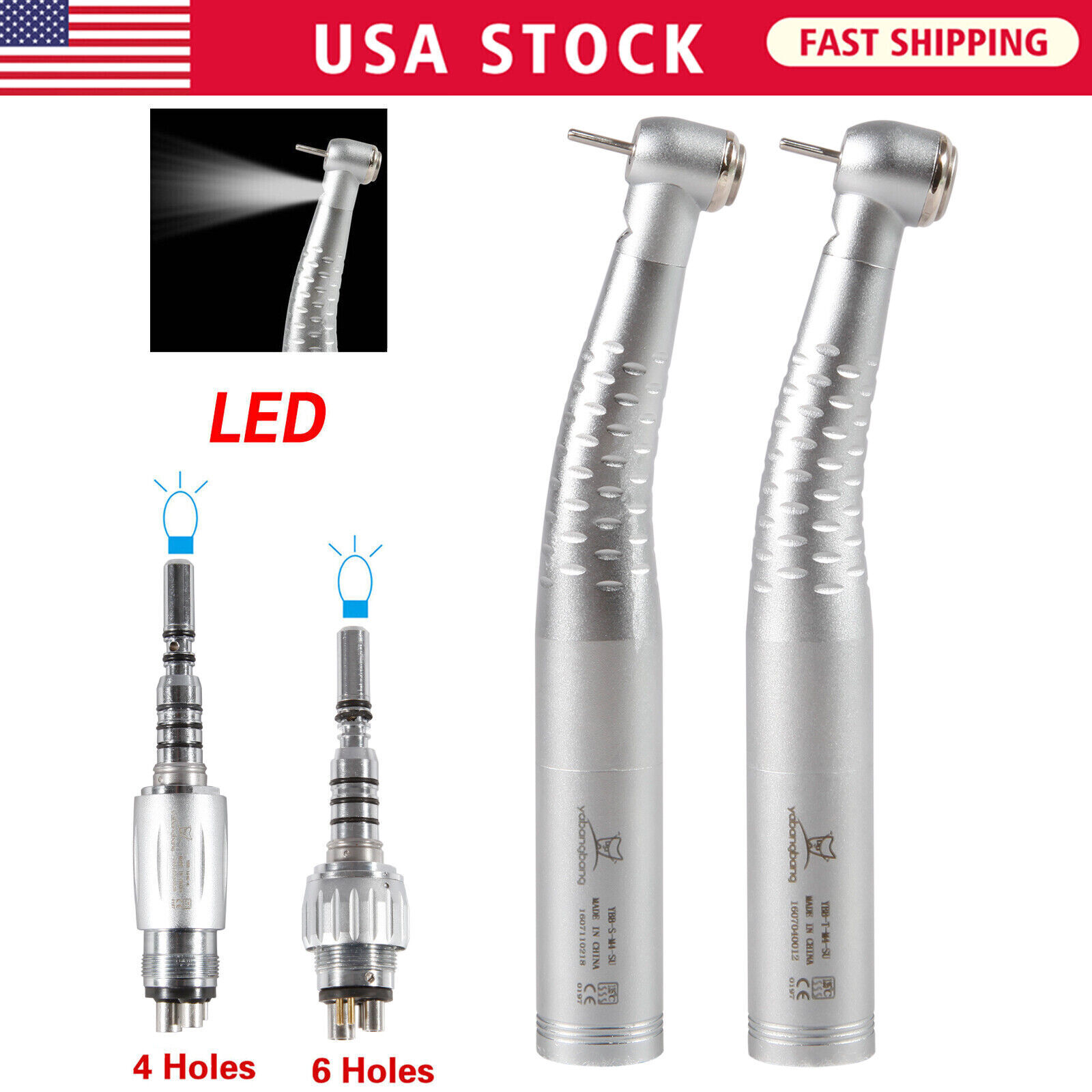 Dental Fiber Optic LED High Speed Turbine Handpiece 4/6Hole Coupling Fit KAVO