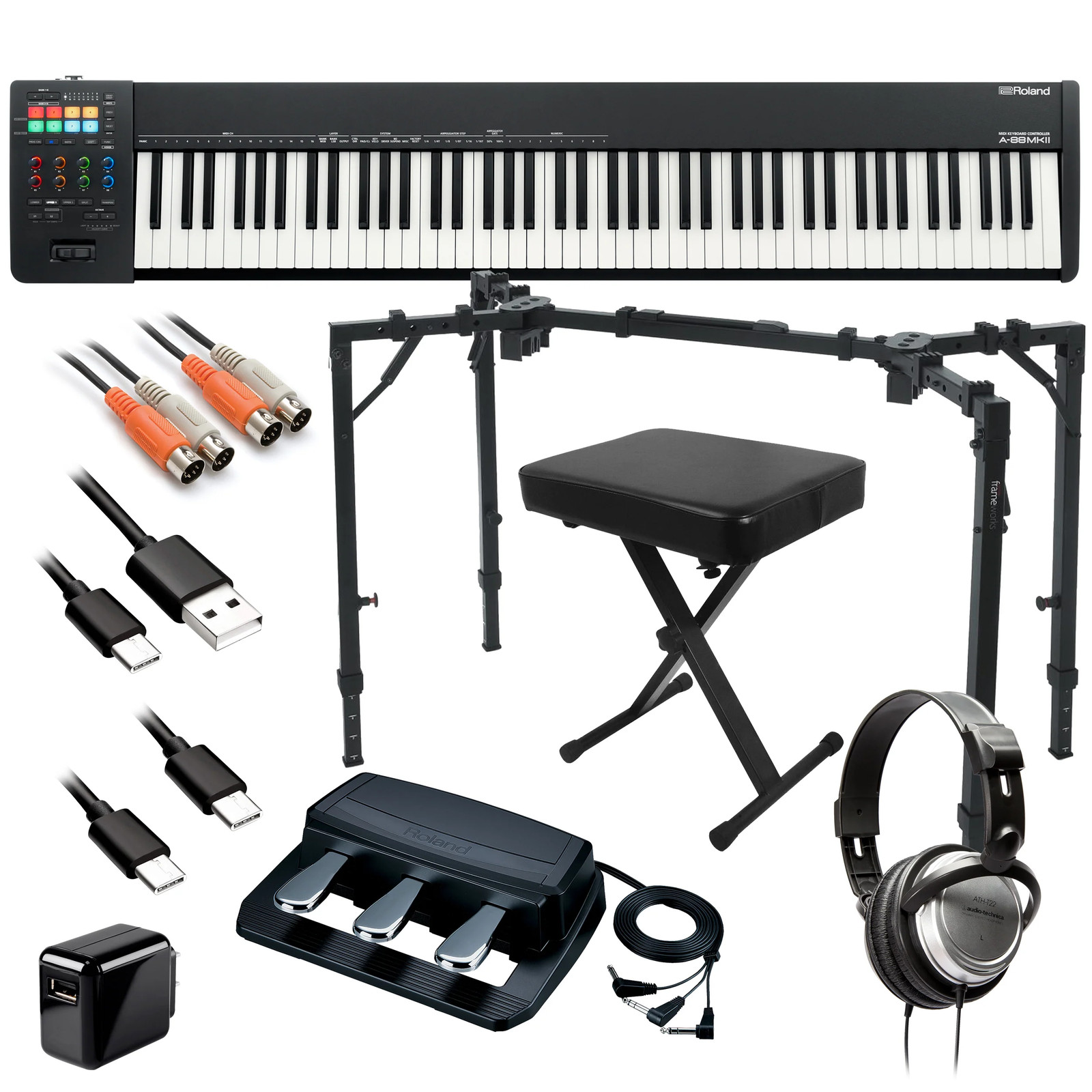 Roland A-88MKII MIDI Keyboard Controller STUDIO RIG