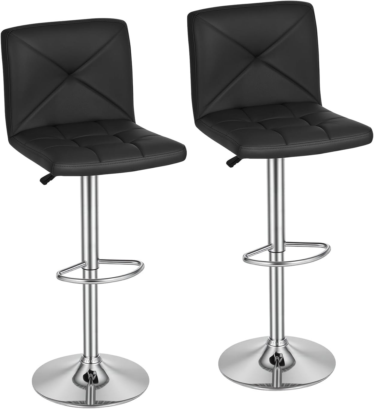 Set of 2 Bar Stools Modern Height Adjustable Swivel Barstools Counter Height Swi