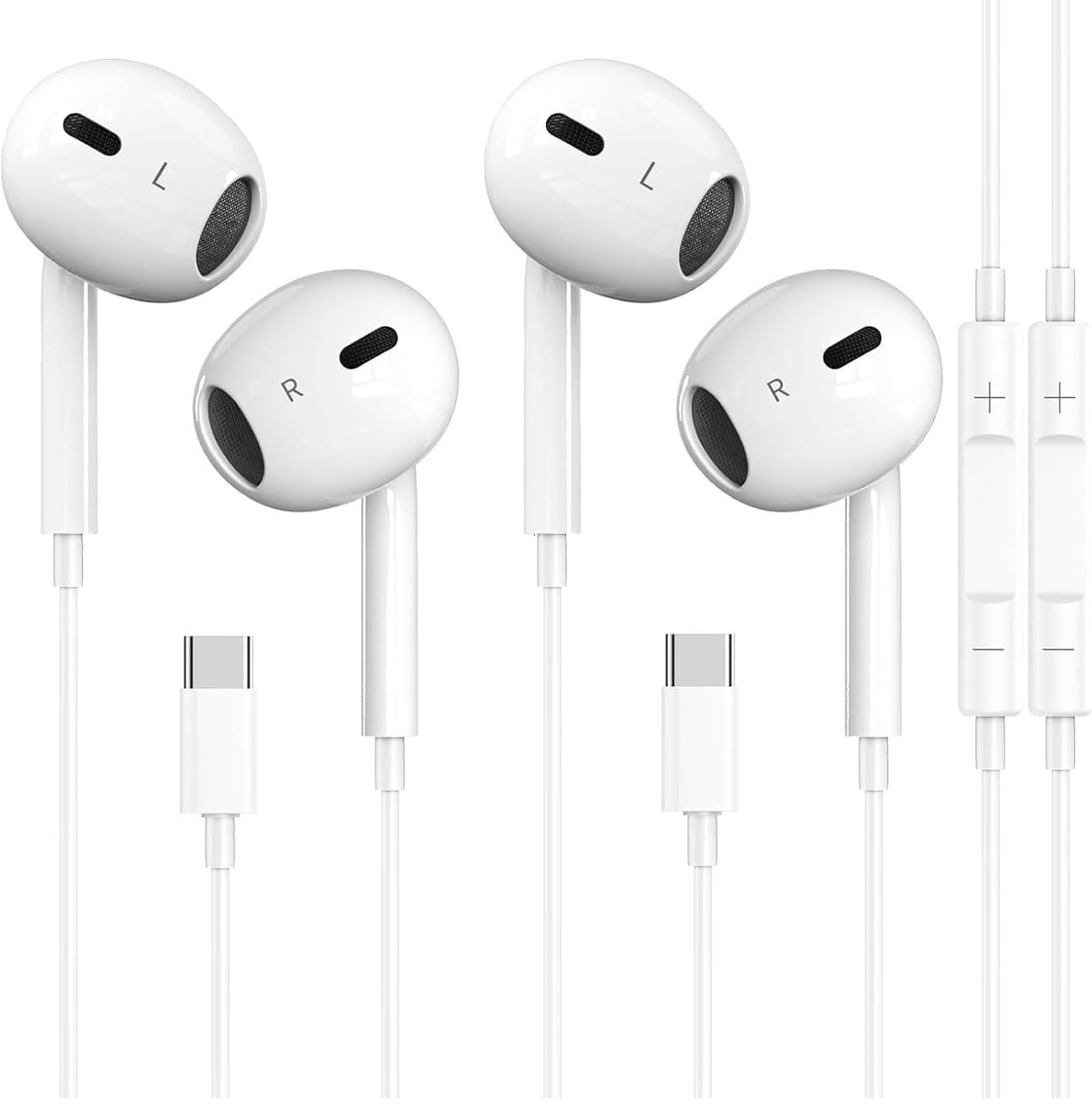 2 Packs USB C Headphones for Iphone 17/16/15 Earbuds, Type C Earphones with Mic