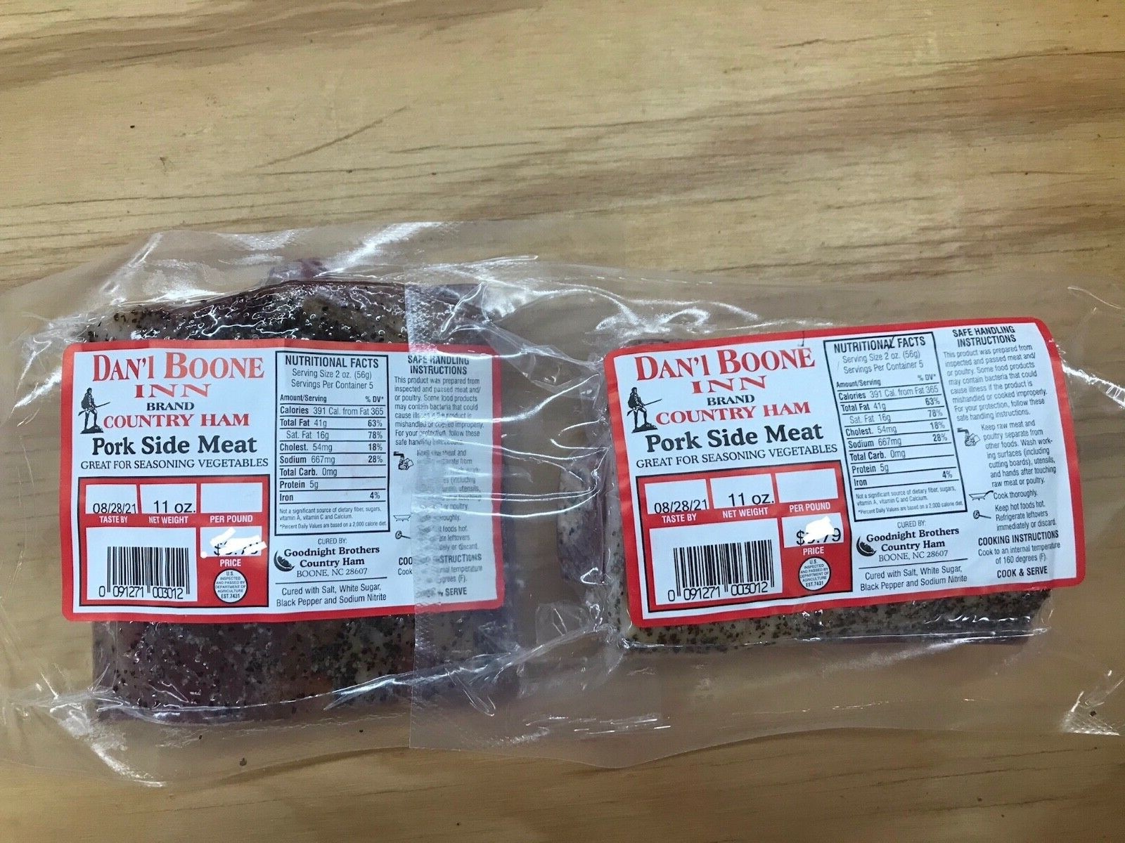 Dan'l Boone Country Pork Side Meat 10oz Cured, Soul Food, Southern Country Food