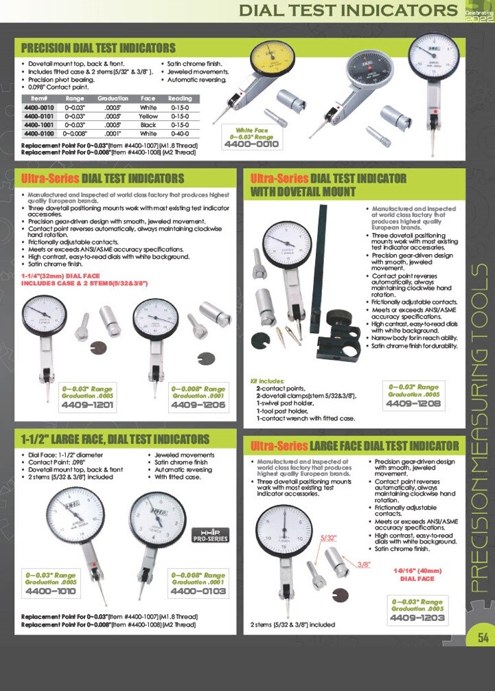0-.03" VERTICAL TEST INDICATOR (4400-1002)