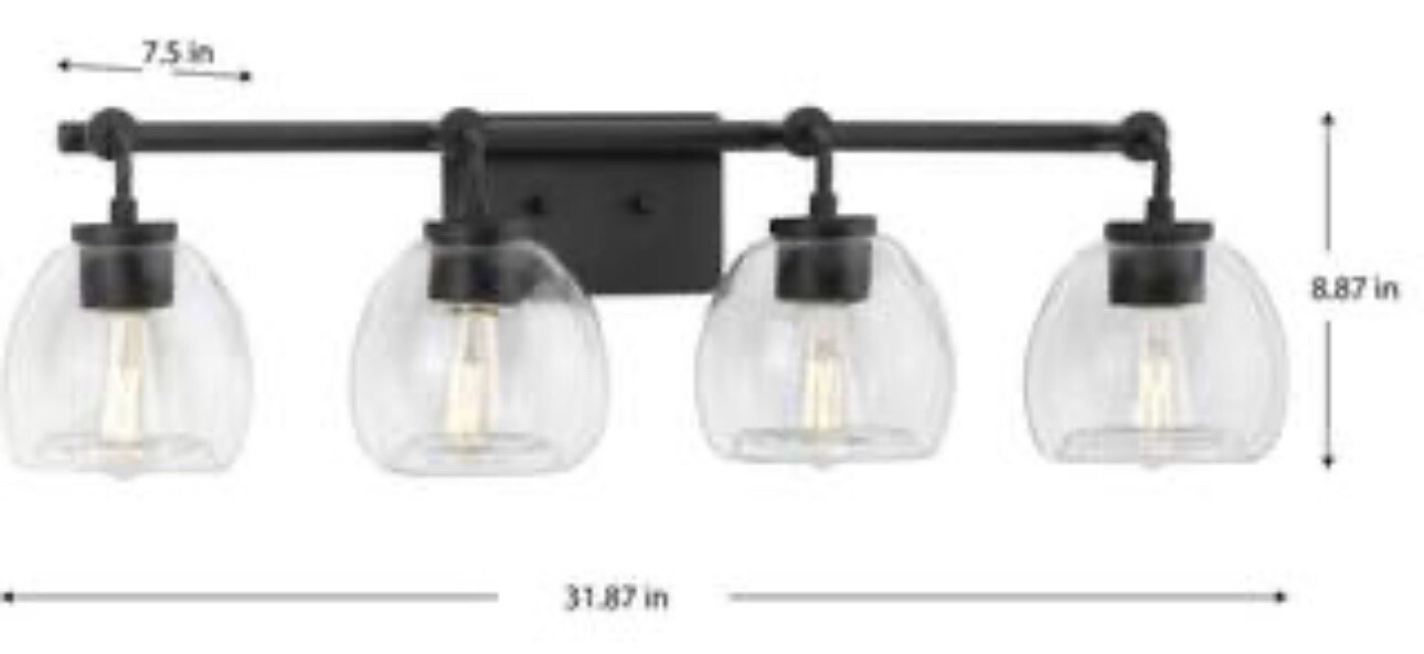 Progress Lighting Caisson 4-Lt Graphite/Clear Industrial Vanity - P300348-143