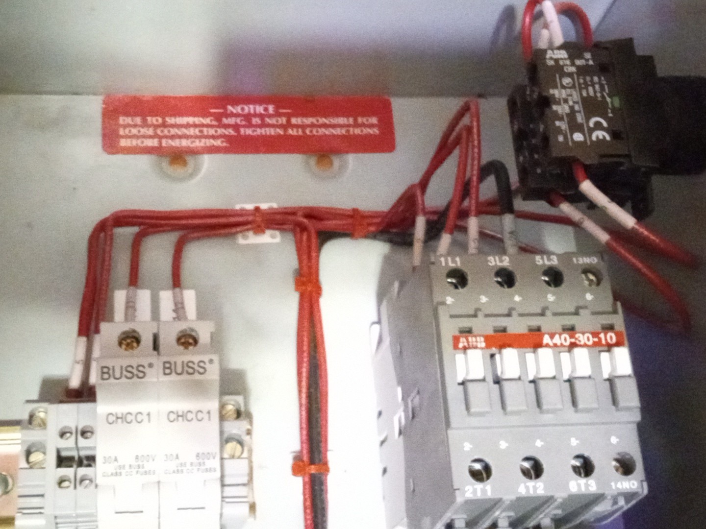 Wired Switch Contact Panel ABB A40-30-10 Thermal Overload Electrical Box Control