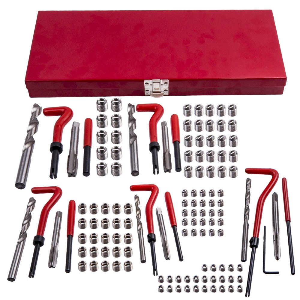 131pc Thread Repair Kit Stripped M5 M6 M8 M10 M12 Wire Thread Inserts Drill Bits