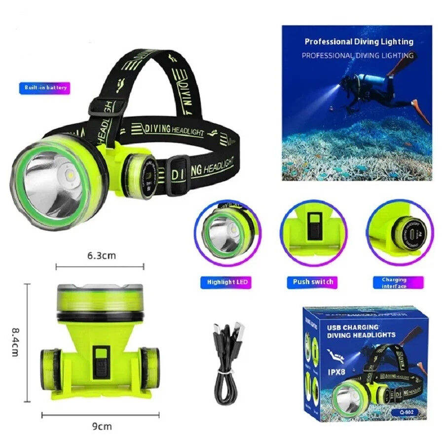 20000LM Super Powerful Diving Headlamp Rechargeable Diving Professional Light US