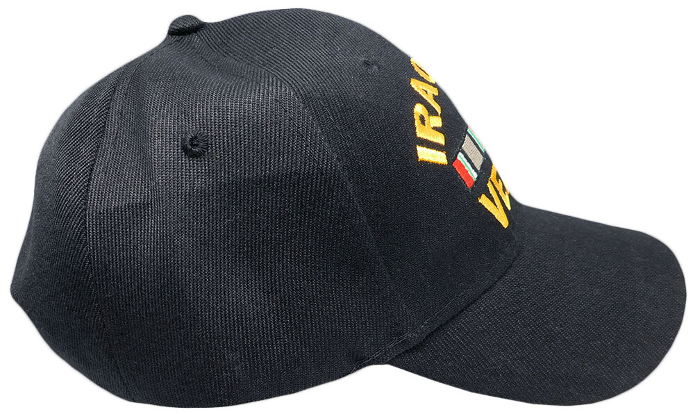 Iraq War Veteran Vet Letters on Bill Ribbon Black Embroidered Cap CAP781A Hat