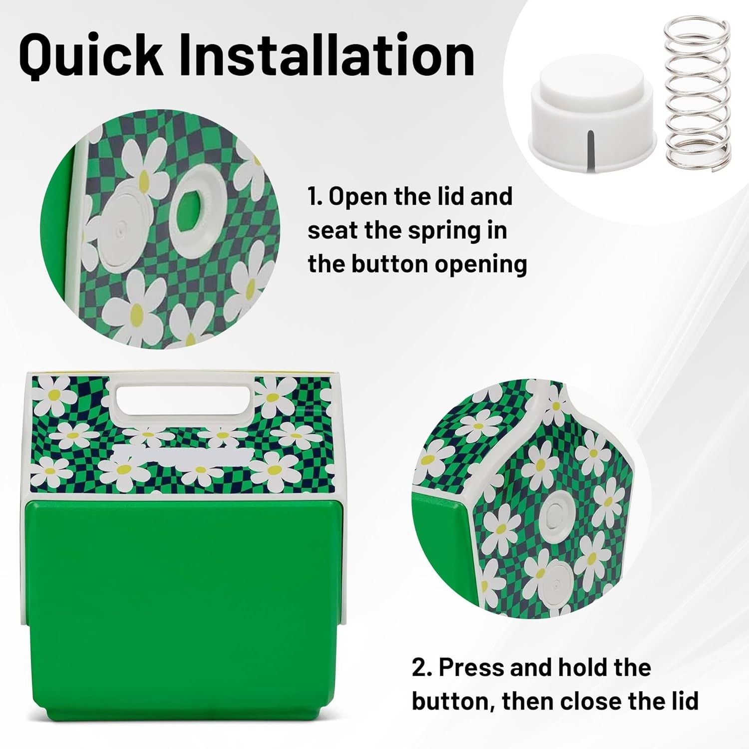 Cooler Button and Spring Compatible with Igloo Playmate Coolers, 4 Pack Lid Pus