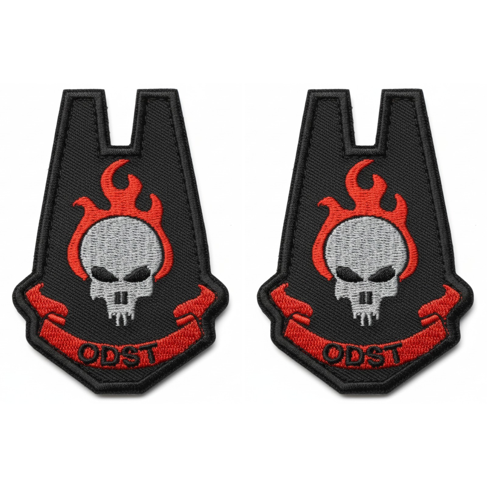 HALO  BLACK AND RED ODST PATCH - 2.5 X 3.5 Inch 2pc BUNDLE  HOOK BACKING