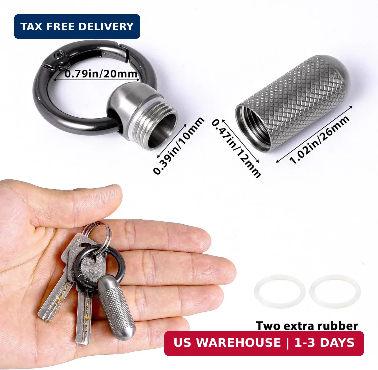 Titanium Keychain Pill Holder,Portable Mini Pill Case, Waterproof Small Pill Con