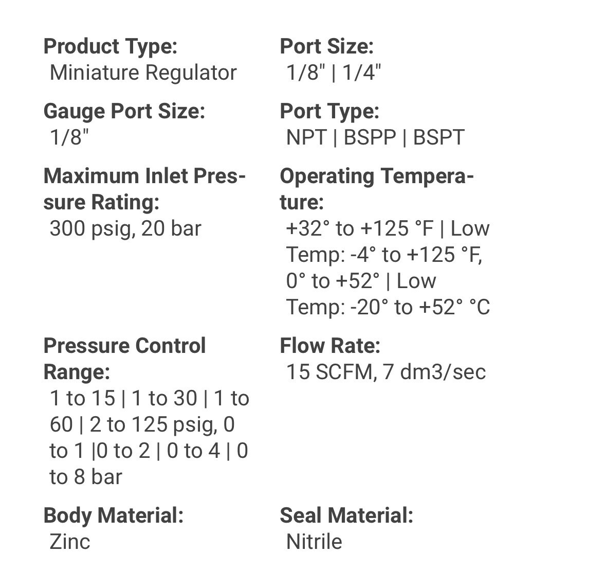 PARKER 14R111JCP035 PRESSURE REGULATOR 1/8" NPT 1/4" NPT Preset At 35psig Outlet