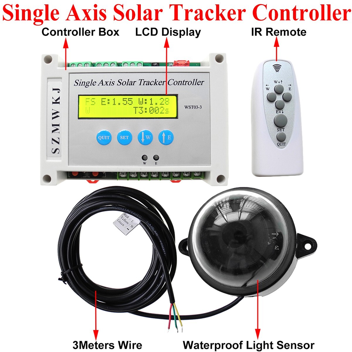 6000N DC 8" Linear Actuators &Controller DIY Single Axis Solar Tracker Sun Track