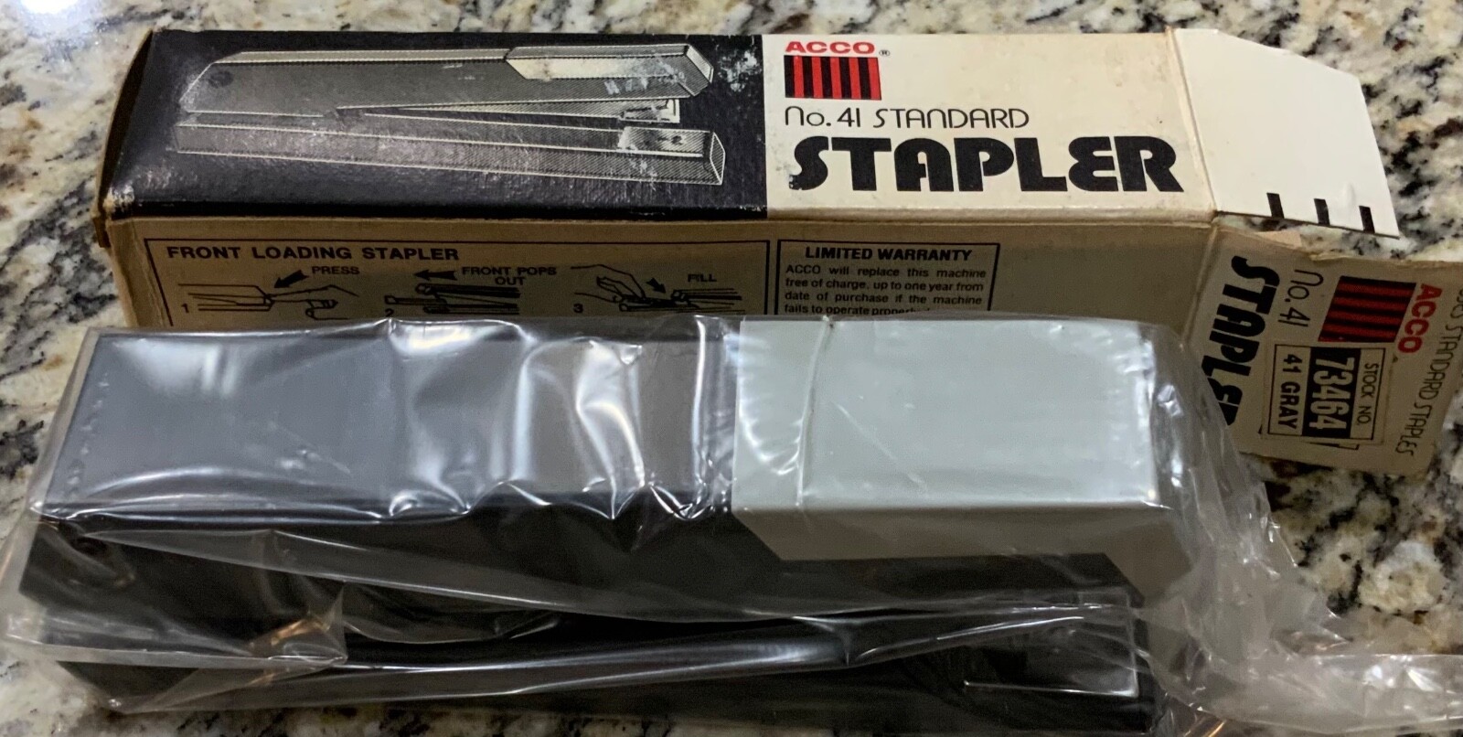 Vintage ACCO No. 41 Stapler Retro Office Business Gray Made In USA Brand New