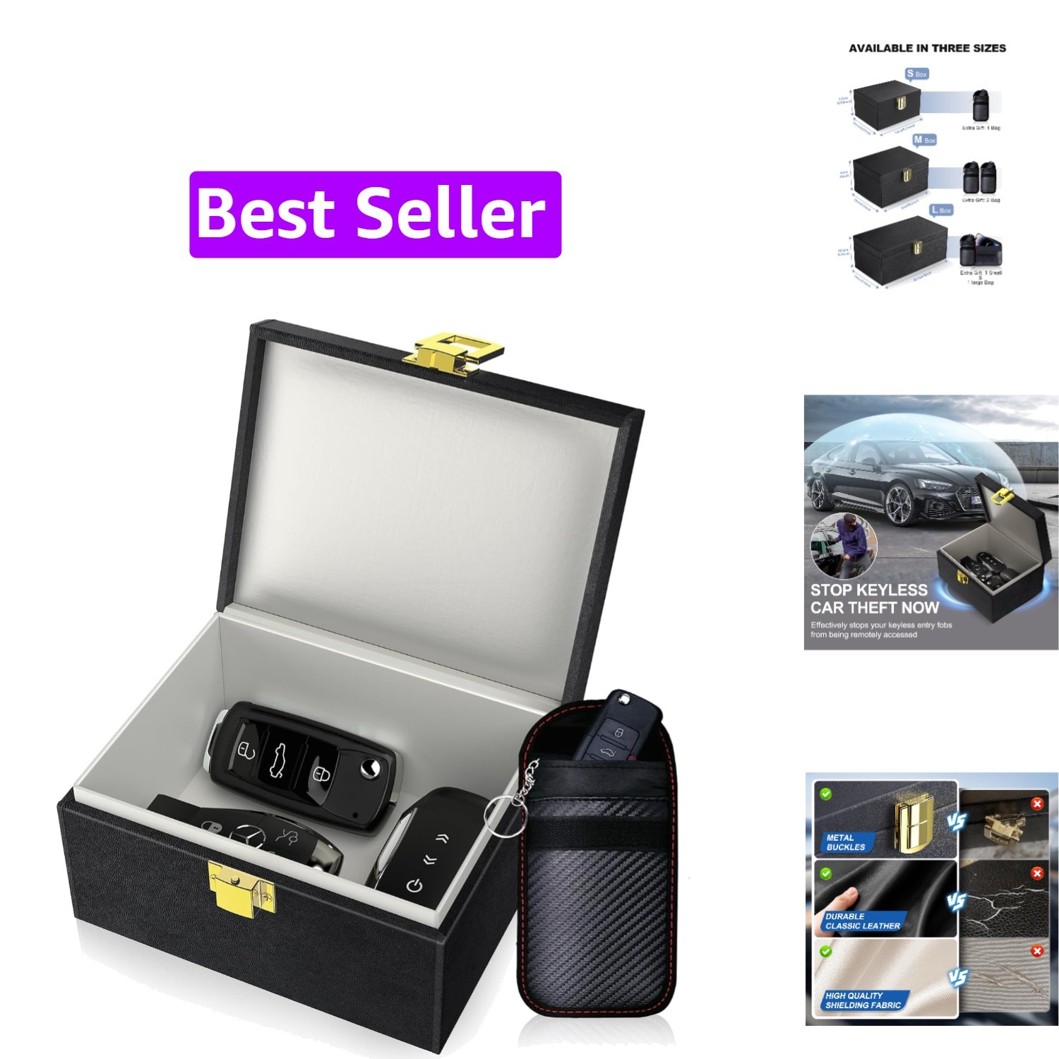 Faraday Box with Faraday Bags for Car Keys, Car Key Signal Blocking Box, Keyl...