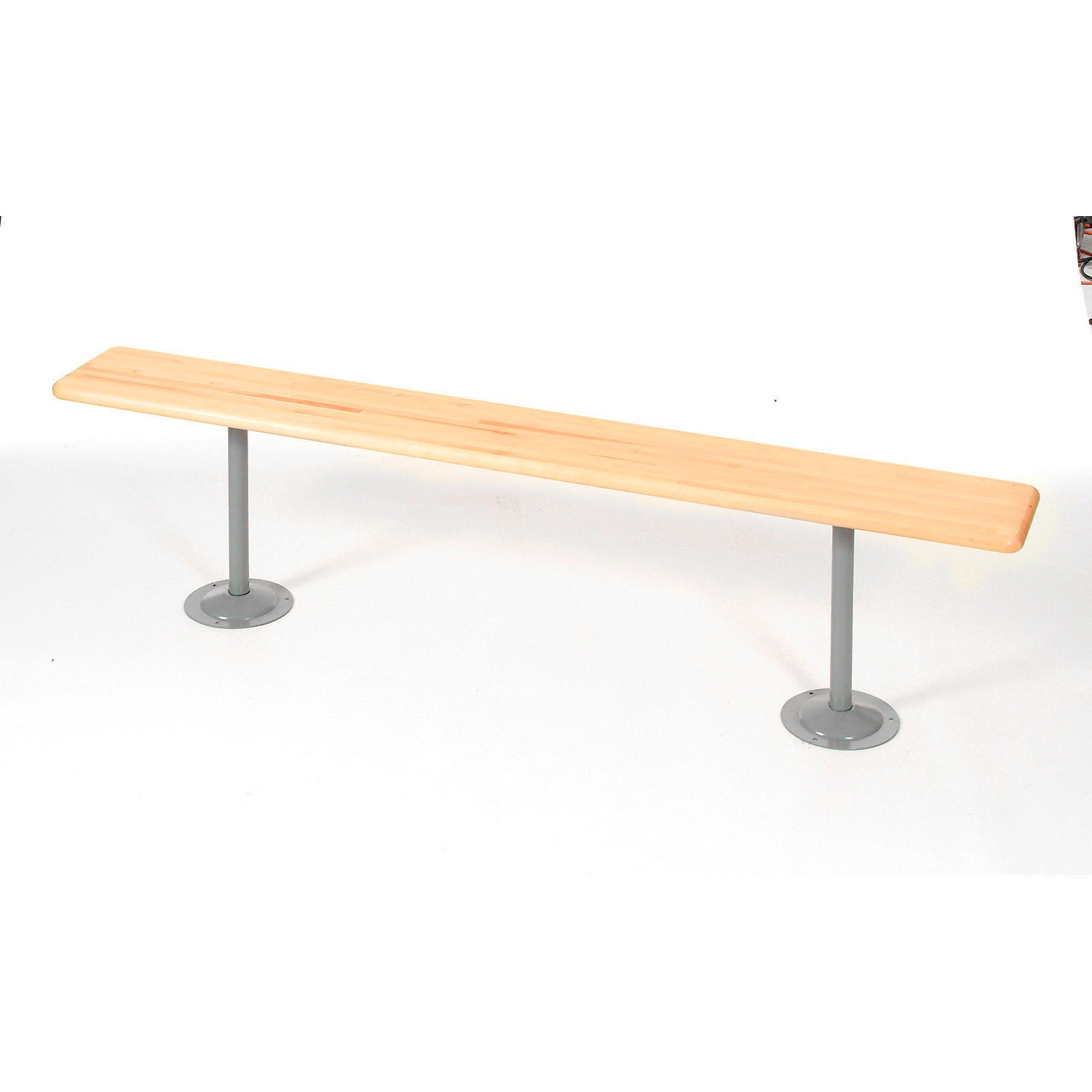 Global Industrial 6'L Locker Bench Hardwood Top w/Steel Tube Pedestals Bolt Down