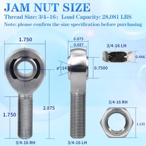 3/4"-16 Heim Joints Rod End Kit Left and Right Hand Thread Heim 3/4"-16-1set