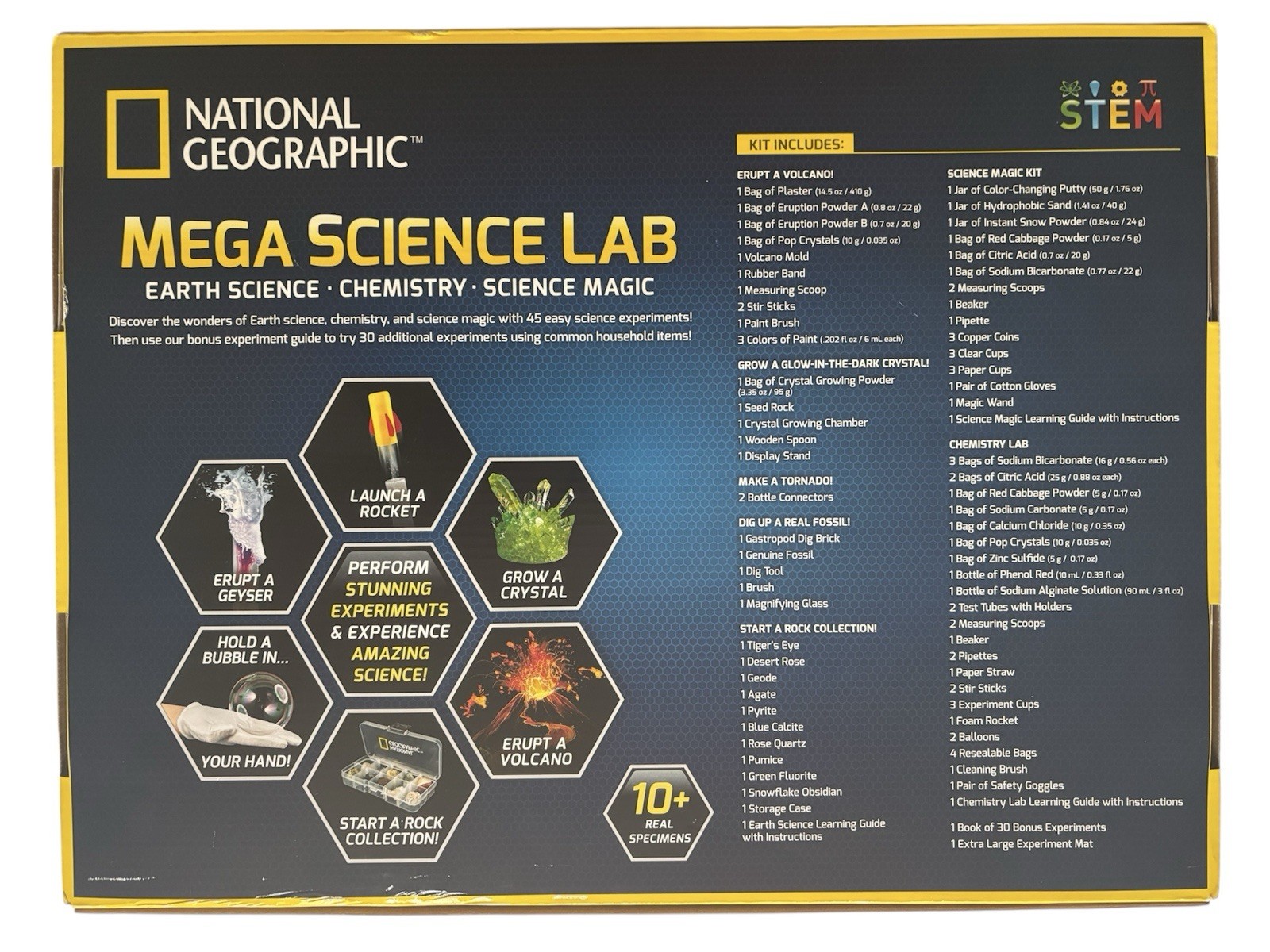 NEW NATIONAL GEOGRAPHIC Mega Science Lab - 75 Experiments - 90 Pieces - S.T.E.M.