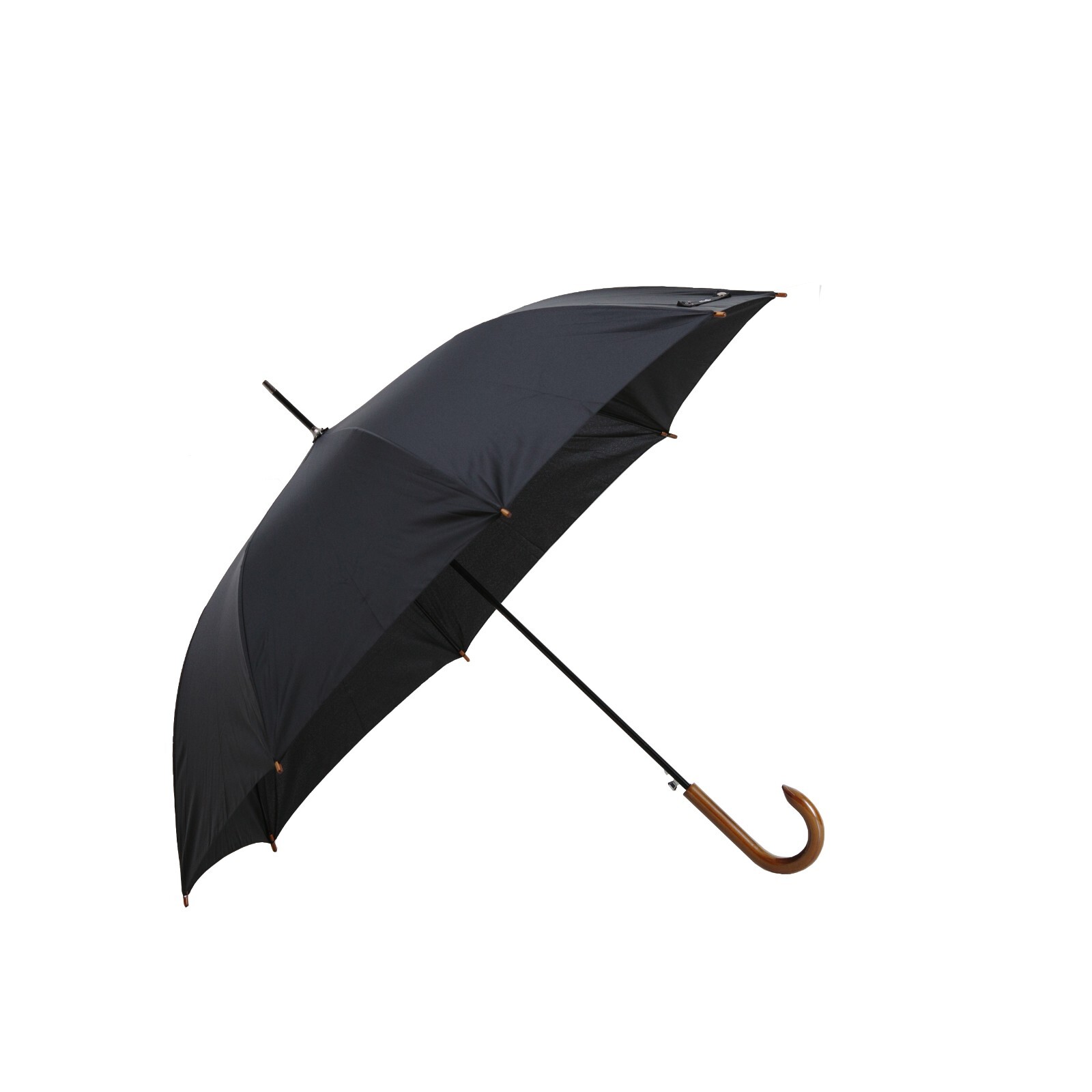Real Wood Handle Classic Auto Open Stick Umbrella Black