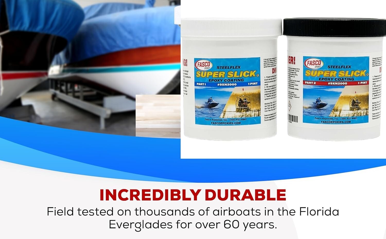 Super Slick 2000 Epoxy Bottom Coating for Airboats, Jet Ski's, Quart Kit