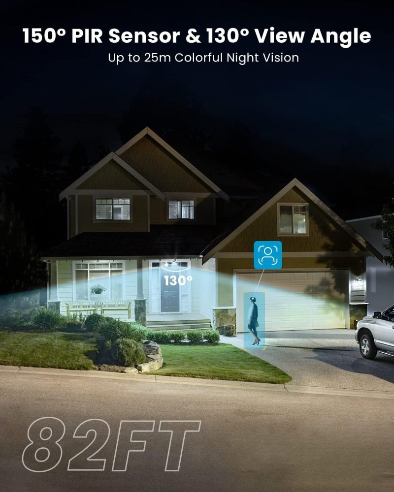 ieGeek Floodlight Camera, Outdoor Home Security Camera, 2K Wired Night Vision